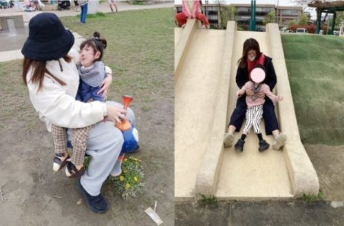 PARCウィル交野　大阪府交野市　交野市　交野　車塚公園　公園　外出　散歩　桜　滑り台　ブランコ　遊具　療育　集団療育　遊び　重症心身障害　保育士　児童指導員　児童発達支援管理責任者　療法士　看護師